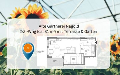 Alte Gärtnerei: 81 m² große 2-Zimmer Wohnung (EG) mit Terrasse und Gartenanteil