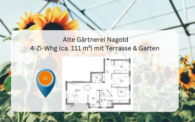 Alte Gärtnerei: 111 m² große 4-Zimmer Wohnung (EG) mit Terrasse und Gartenanteil