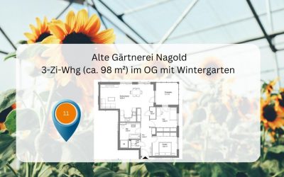 Alte Gärtnerei: 98 m² große 3-Zimmer Wohnung (OG) mit Wintergarten