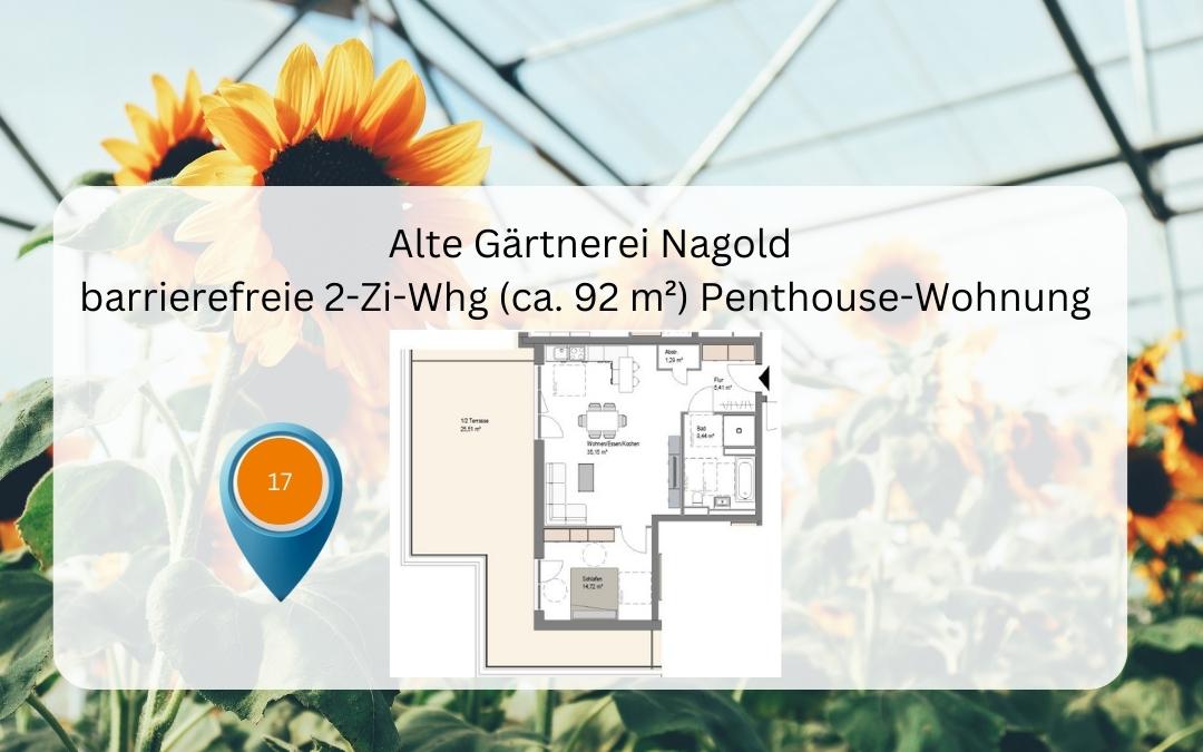 Alte Gärtnerei: 92 m² 2-Zimmer Penthouse-Wohnung (DG) mit großer Dachterrasse